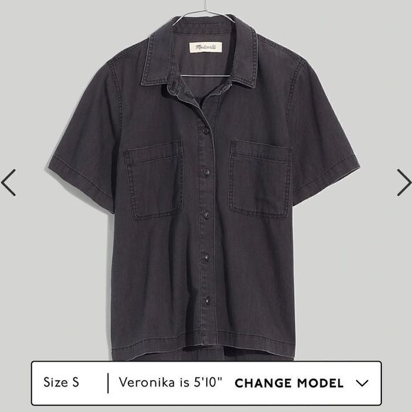 Madewell Denim Short-Sleeve Button-Up Shirt in Lunar Wash* - Picture 1 of 6